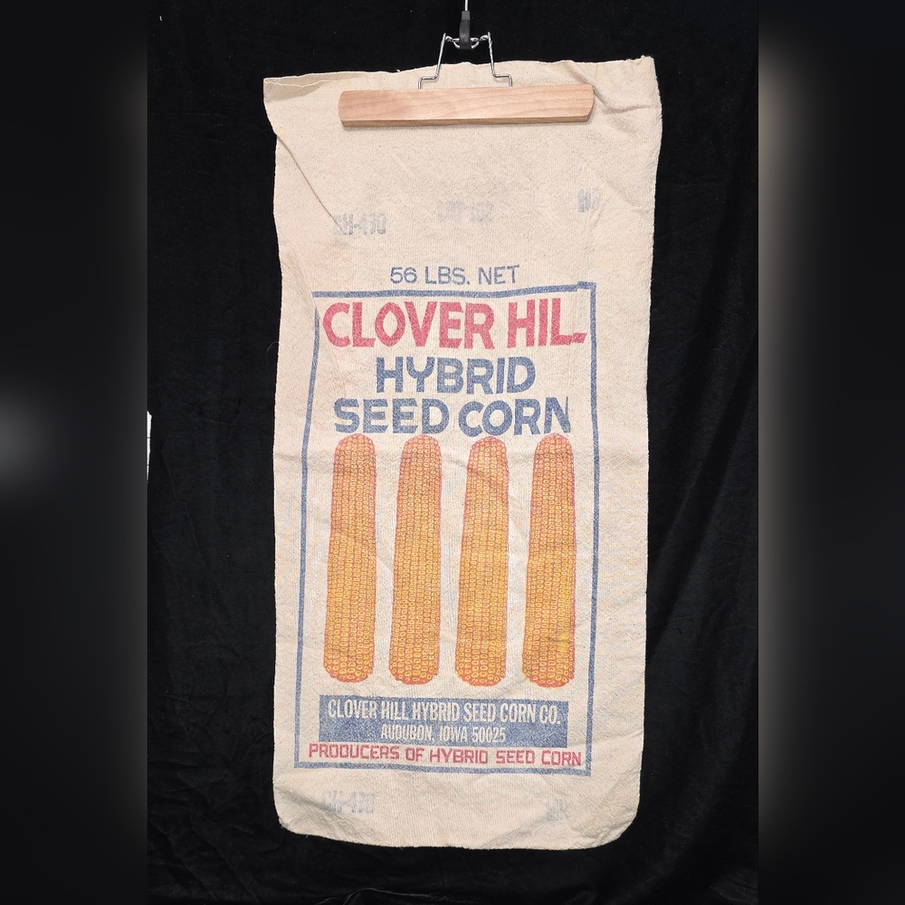 Corn Bag Sack Cloth Bag,  CLOVER HILL HYBRID SEED CORN CO., Vintage Bag 10